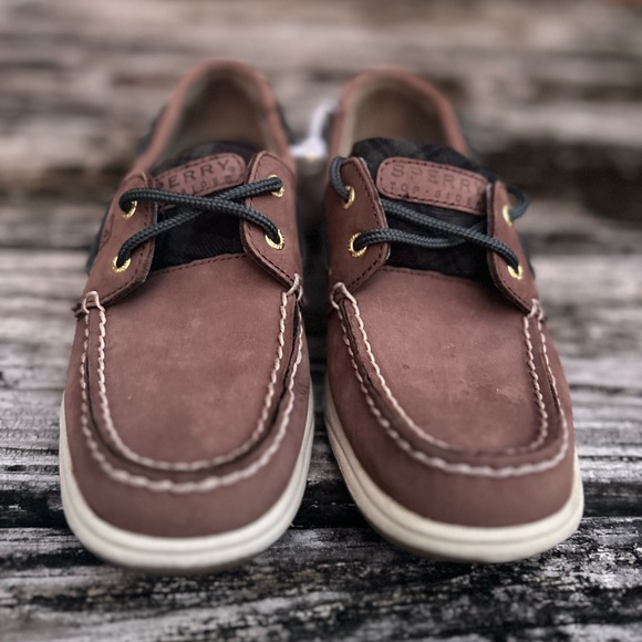 Sperry Top Siders Leather Blue Green Tartan Plaid Women's Boat Shoes Size 6.5 - Picture 9 of 12
